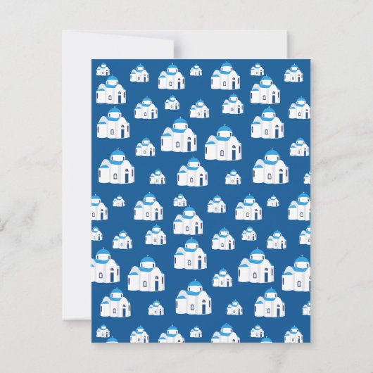 ギリシャのサントリーニ島 青いドームの教会 モノグラム ノートカード (裏面)