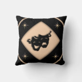 ギリシャのシアターマスクブラック&ピーチスター クッション (裏面)
