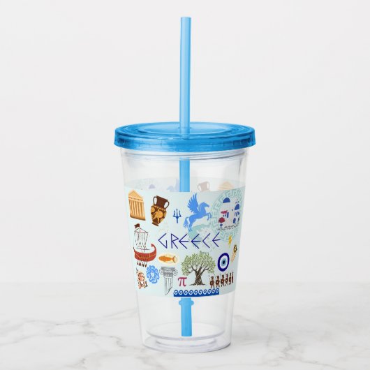 ギリシャのシンボル旅行愛好家 アクリルタンブラー (正面)