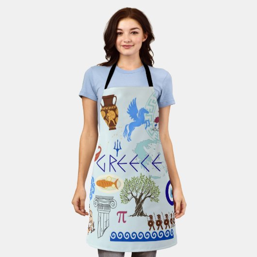 ギリシャのシンボル旅行愛好家 エプロン (着用した状態)