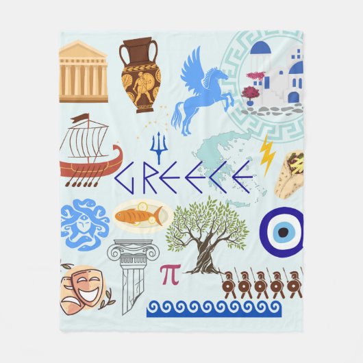 ギリシャのシンボル旅行愛好家 フリースブランケット (正面)