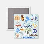 ギリシャのシンボル旅行愛好家 マグネット (正面/裏面)