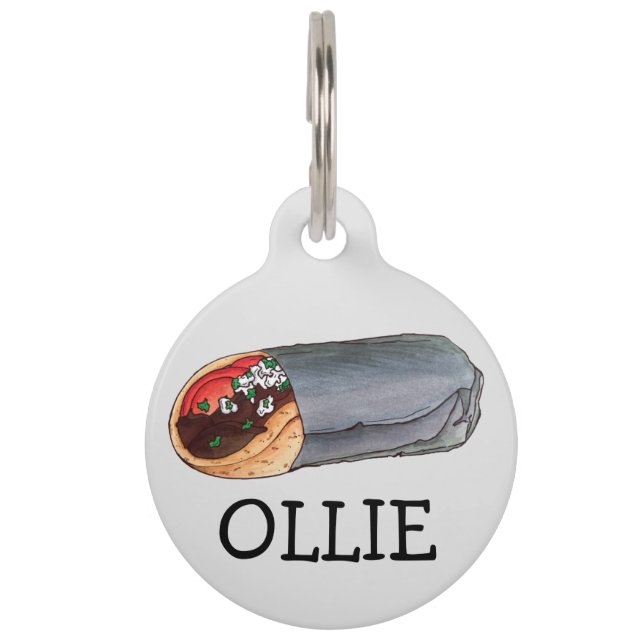 ギリシャのジャイロピタミートサンドイッチフード地中海の付き ペット　ネームタグ (正面)