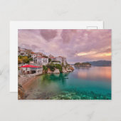 ギリシャのスキアトスの旧港での日の出 ポストカード (正面/裏面)