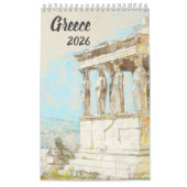 ギリシャのスケッチ2026ウォールカレンダー – 手書き カレンダー (カバー)