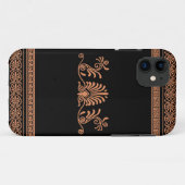 ギリシャのスタイルの黒いおよびオレンジ花柄 Case-Mate iPhoneケース (裏面(横))