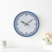 ギリシャのスタイル-青の波形の雷文 ラージ壁時計 (ホーム)