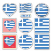 ギリシャのステッカー & ギリシャ国旗、ハート / スポーツ シール (正面)