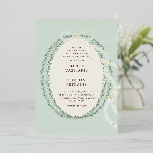 ギリシャのステファナ 箔招待状 (立ち正面)