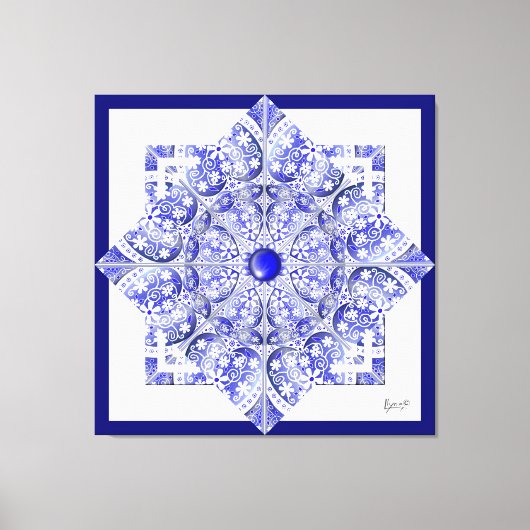 ギリシャのセラミックレースブルー キャンバスプリント (正面)