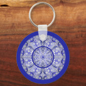 ギリシャのセラミックレースブルー キーホルダー (正面)