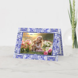 ギリシャのセラミックレースブルー サンキューカード