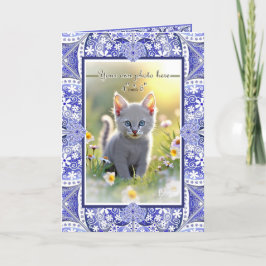 ギリシャのセラミックレースブルー サンキューカード