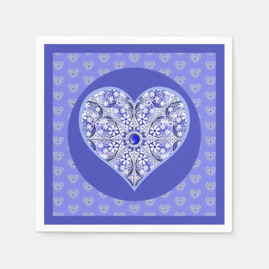 ギリシャのセラミックレースブルー スタンダードカクテルナプキン (正面)