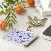 ギリシャのセラミックレースブルー&スノーフレーク キーホルダー (側面)