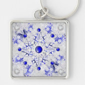 ギリシャのセラミックレースブルー&スノーフレーク キーホルダー (正面)
