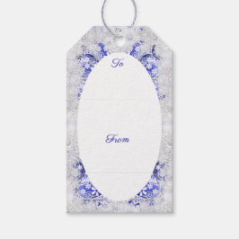 ギリシャのセラミックレースブルー&スノーフレーク ギフトタグ