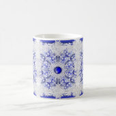 ギリシャのセラミックレースブルー&スノーフレーク コーヒーマグカップ (中央)