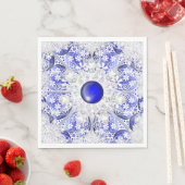 ギリシャのセラミックレースブルー&スノーフレーク スタンダードランチョンナプキン (インサイチュ)