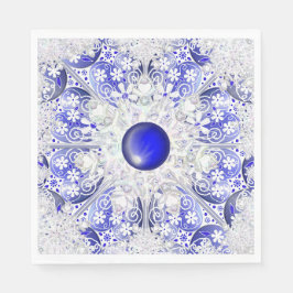 ギリシャのセラミックレースブルー&スノーフレーク スタンダードランチョンナプキン