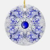 ギリシャのセラミックレースブルー&スノーフレーク セラミックオーナメント (裏面)