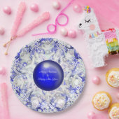 ギリシャのセラミックレースブルー&スノーフレーク ペーパープレート (パーティー)