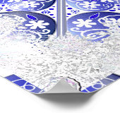 ギリシャのセラミックレースブルー&スノーフレーク ポスター (角)