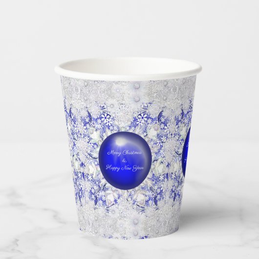 ギリシャのセラミックレースブルー&スノーフレーク 紙コップ (正面)