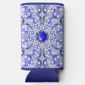 ギリシャのセラミックレースブルー スリム缶クーラー (裏面)