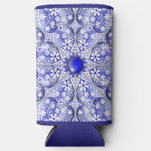 ギリシャのセラミックレースブルー スリム缶クーラー (正面)