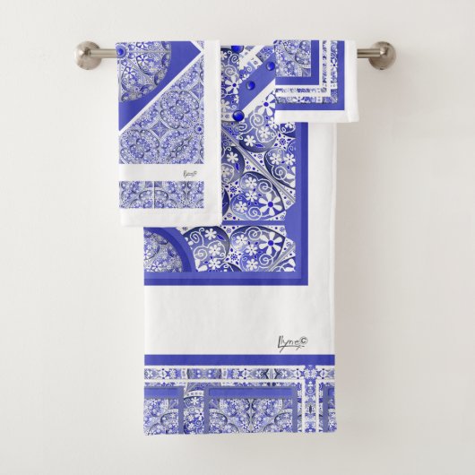 ギリシャのセラミックレースブルー バスタオルセット (インサイチュ)
