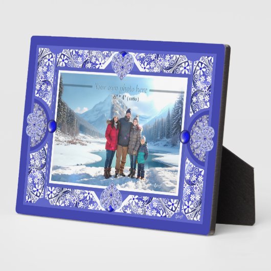 ギリシャのセラミックレースブルー フォトプラーク (側面)