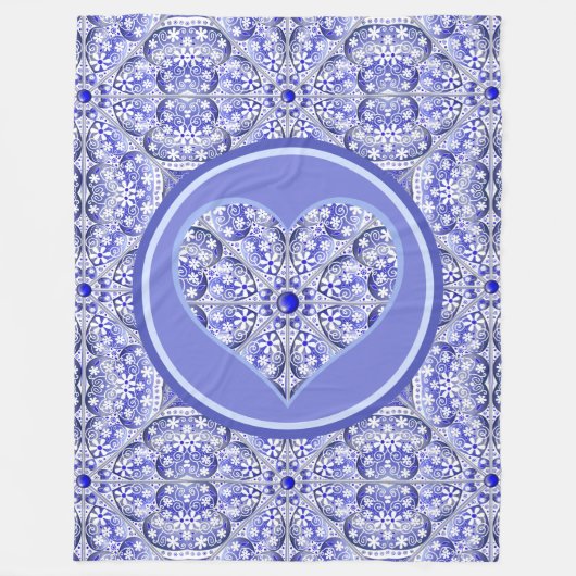 ギリシャのセラミックレースブルー フリースブランケット (正面)