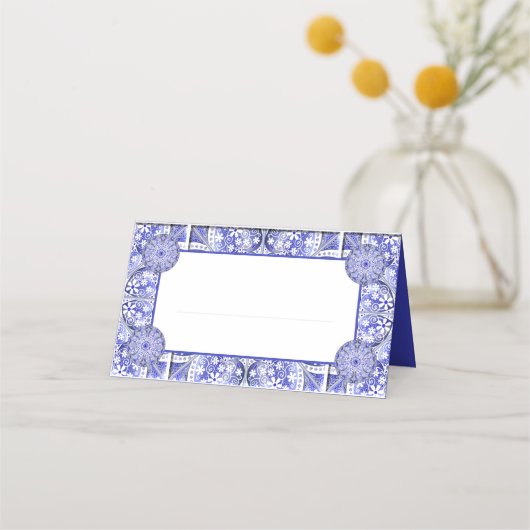 ギリシャのセラミックレースブルー プレイスカード (正面)