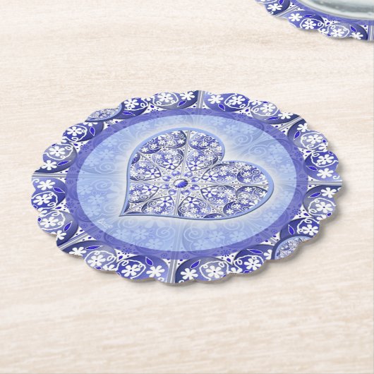 ギリシャのセラミックレースブルー ペーパーコースター (アングル)