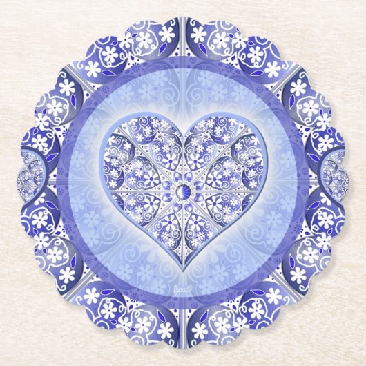 ギリシャのセラミックレースブルー ペーパーコースター (正面)