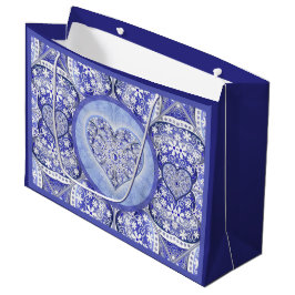 ギリシャのセラミックレースブルー ラージペーパーバッグ
