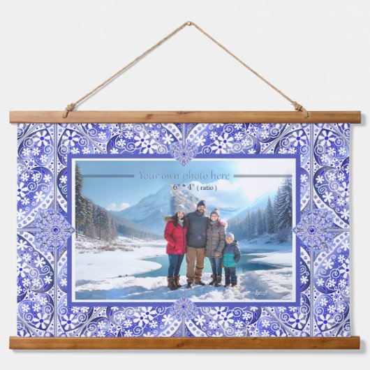 ギリシャのセラミックレースブルー 吊り下げ型タペストリー (正面)