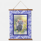 ギリシャのセラミックレースブルー 吊り下げ型タペストリー (正面)