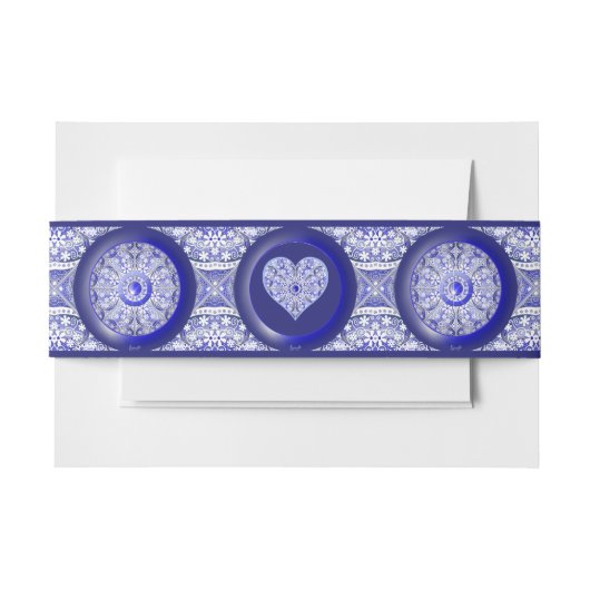 ギリシャのセラミックレースブルー 招待状ベリーバンド (正面例)