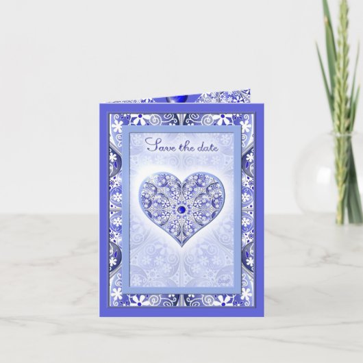 ギリシャのセラミックレースブルー 招待状 (正面)