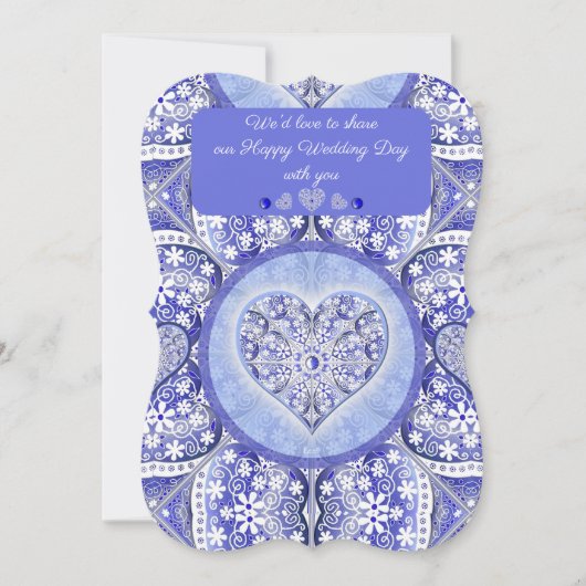 ギリシャのセラミックレースブルー 招待状 (正面)