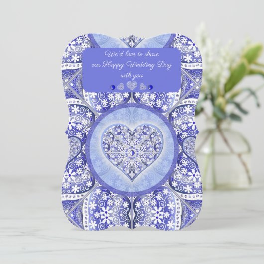 ギリシャのセラミックレースブルー 招待状 (スタンド正面)