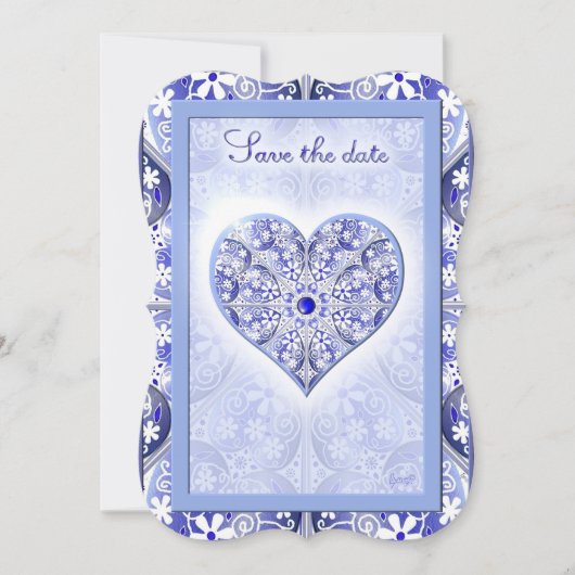 ギリシャのセラミックレースブルー 招待状 (正面)