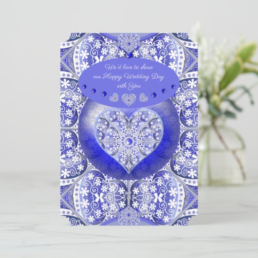 ギリシャのセラミックレースブルー 招待状 (スタンド正面)