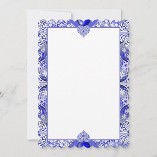 ギリシャのセラミックレースブルー 招待状 (裏面)