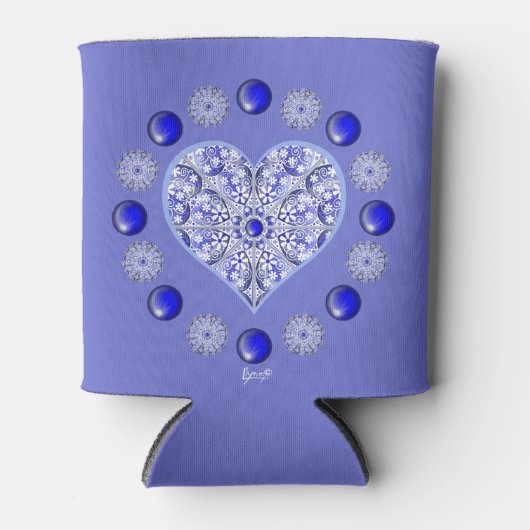 ギリシャのセラミックレースブルー 缶クーラー (正面)