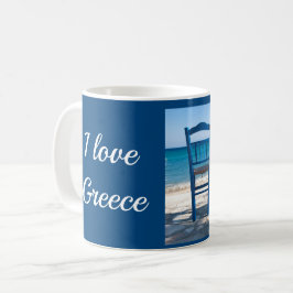 ギリシャのタベルナ青と白 コーヒーマグカップ