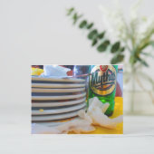 ギリシャのティノス島のピルゴスで食事 ポストカード (スタンド正面)