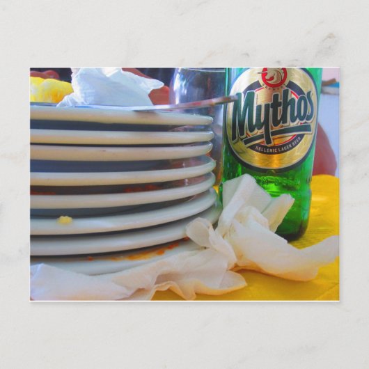 ギリシャのティノス島のピルゴスで食事 ポストカード (正面)